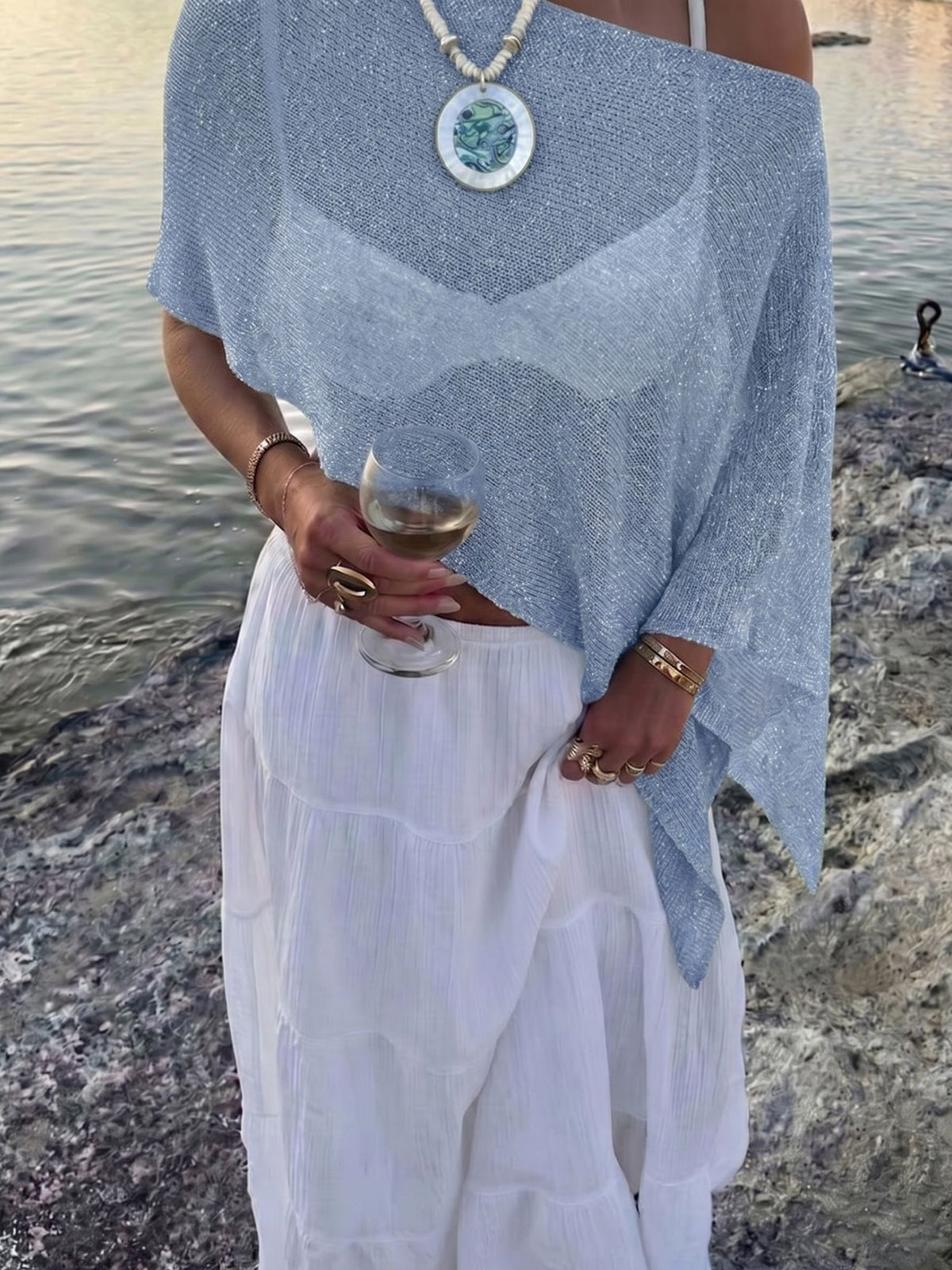 Versatile Semi-Sheer Knitted Casual Vacation Beachwear Cover Up