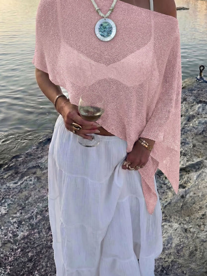 Versatile Semi-Sheer Knitted Casual Vacation Beachwear Cover Up