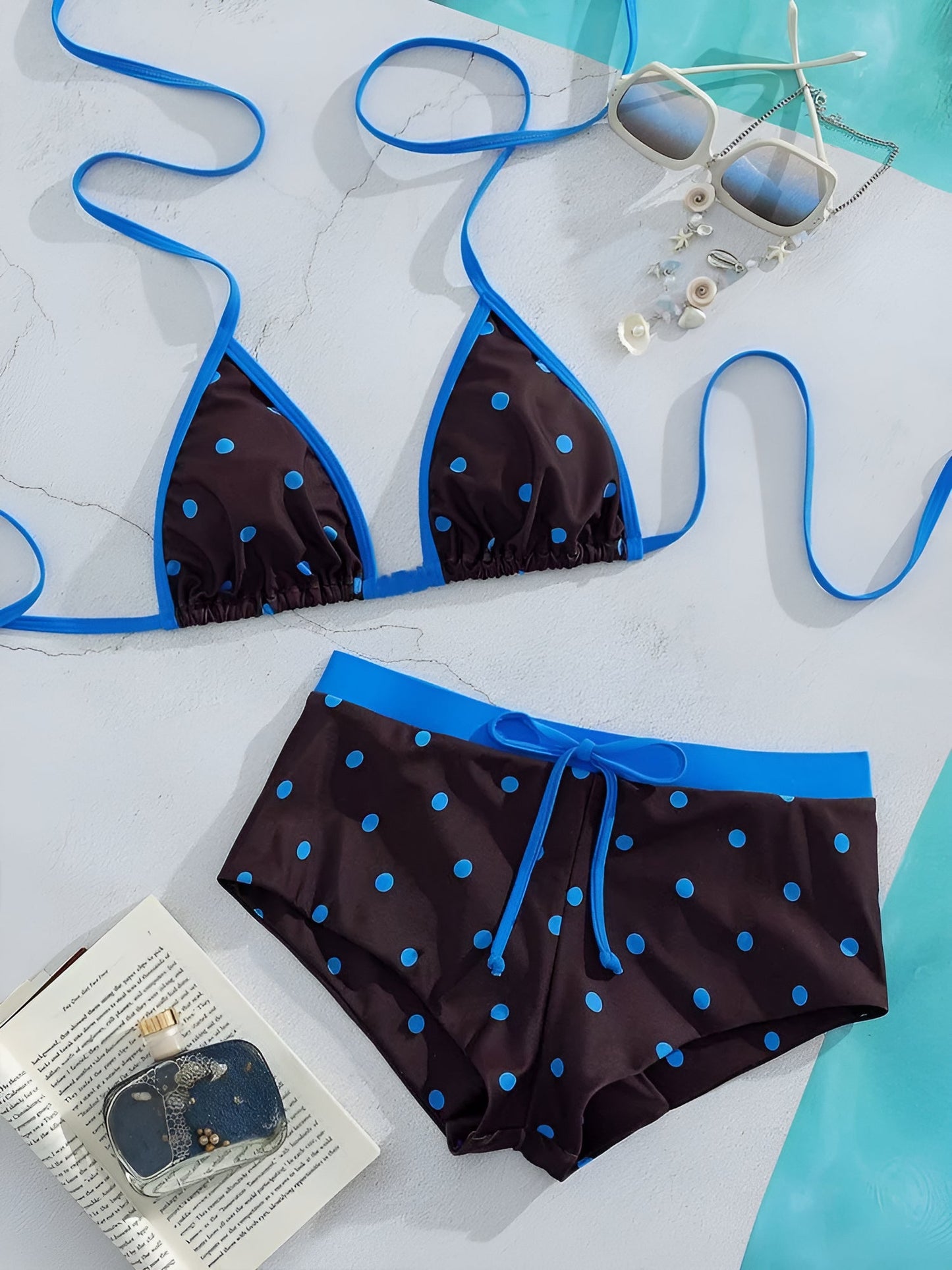 Triangle Cut Tie Side Polka Dot Bikinis Two-Piece Swimsuit