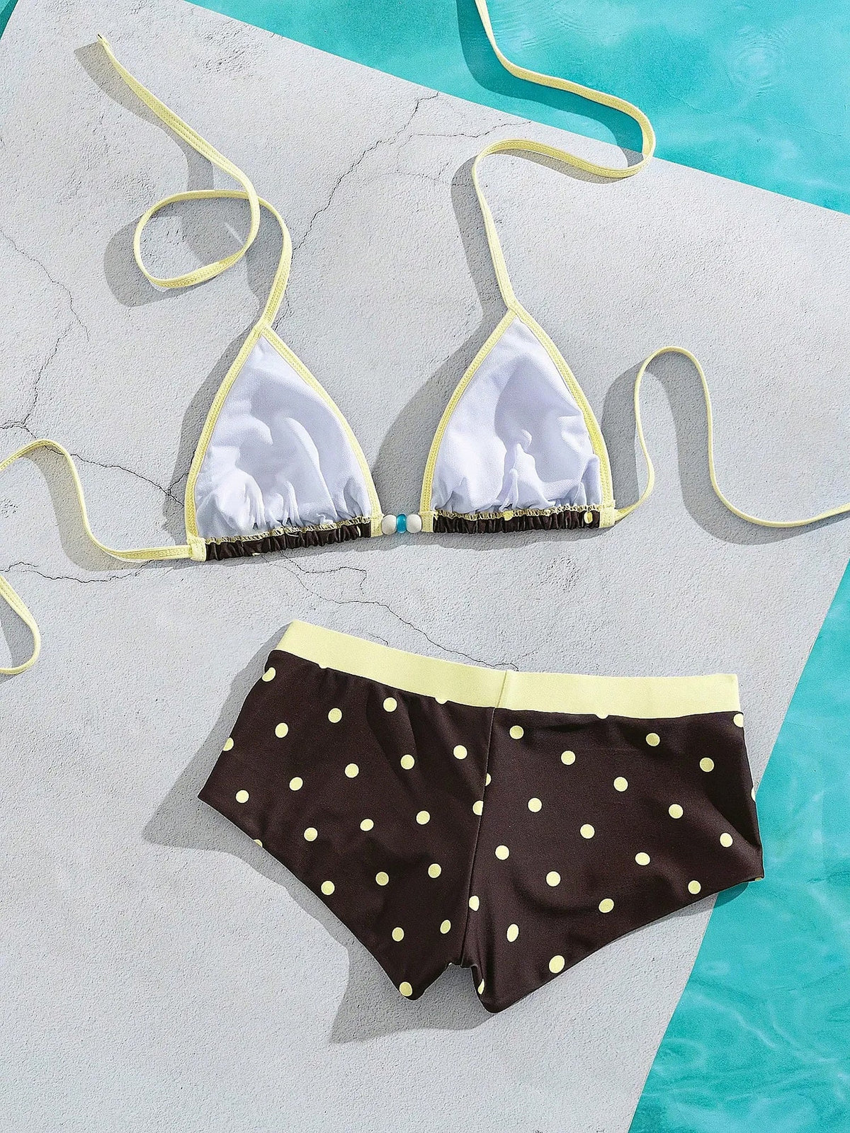 Triangle Cut Tie Side Polka Dot Bikinis Two-Piece Swimsuit