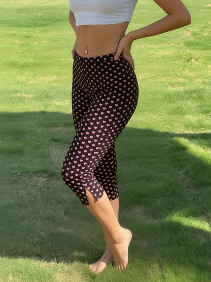 Gingham Polka Dots Casual Slim-Fit Capris Pants