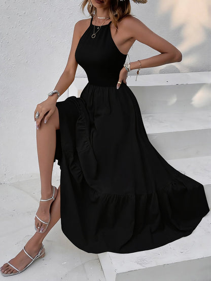 Spaghetti Strap Smocked Asymmetrical Hem Casual Dress