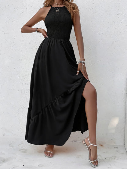 Spaghetti Strap Smocked Asymmetrical Hem Casual Dress