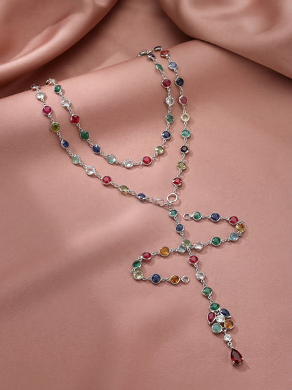 Colorful Rhinestones Multi-layered Long Y-shaped Necklace