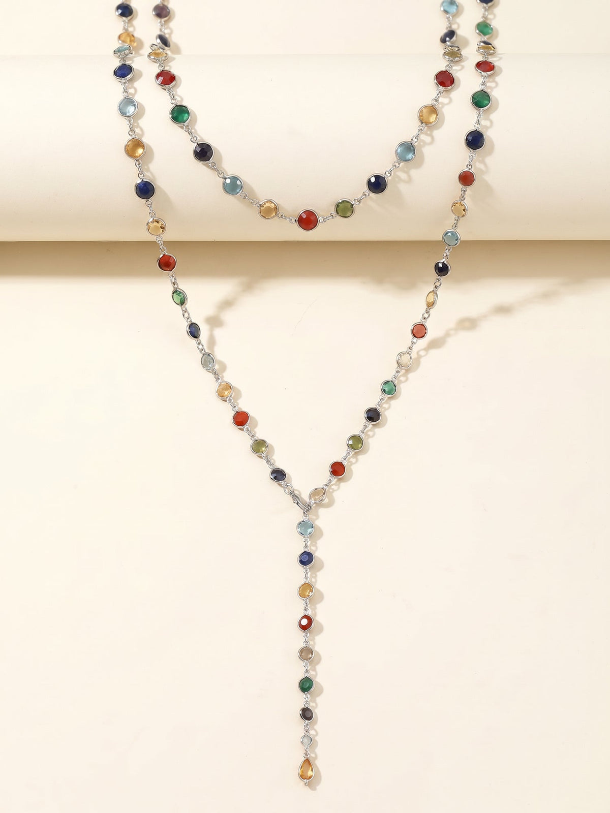 Colorful Rhinestones Multi-layered Long Y-shaped Necklace