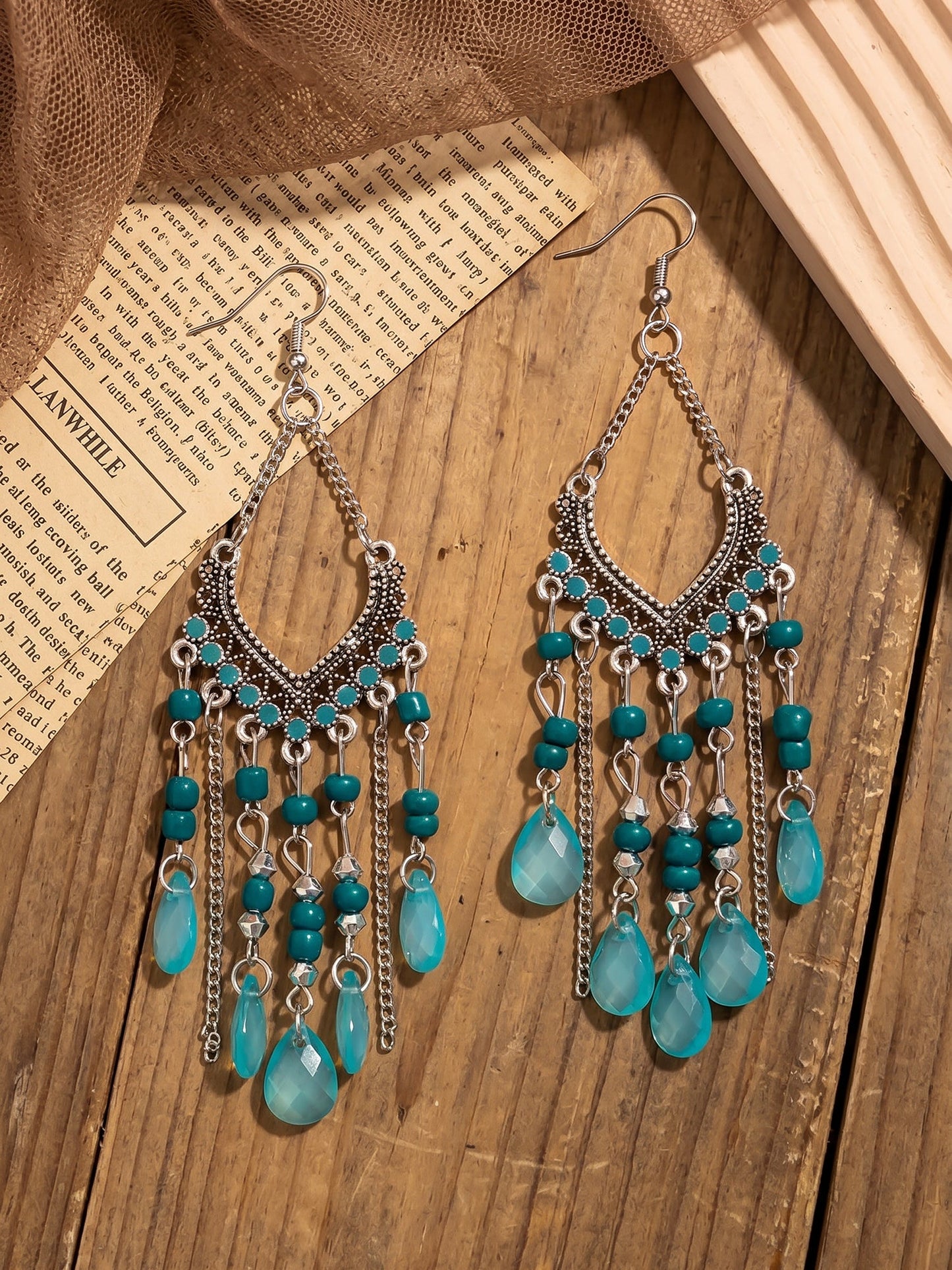 Bohemian Vintage Beaded Fringe Earrings