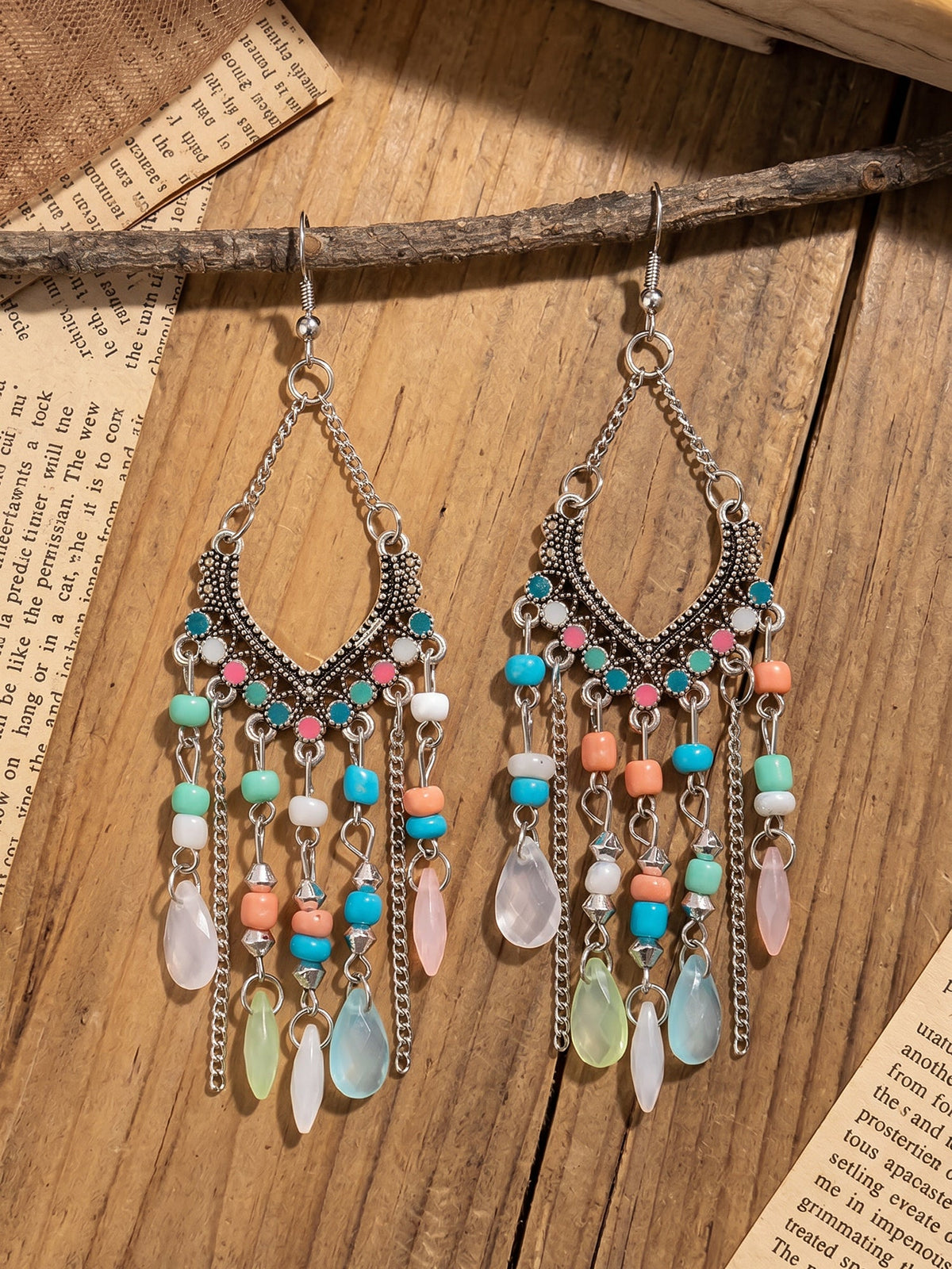 Bohemian Vintage Beaded Fringe Earrings