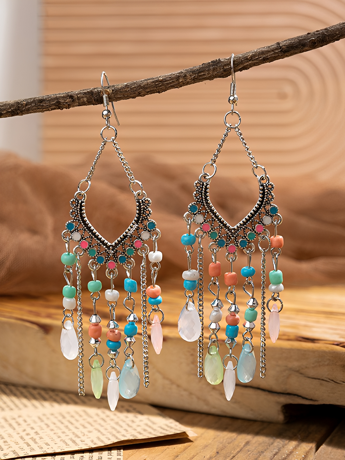Bohemian Vintage Beaded Fringe Earrings