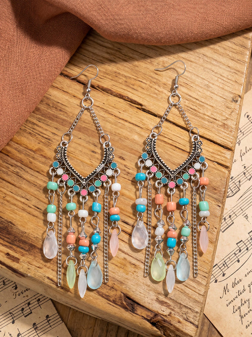 Bohemian Vintage Beaded Fringe Earrings