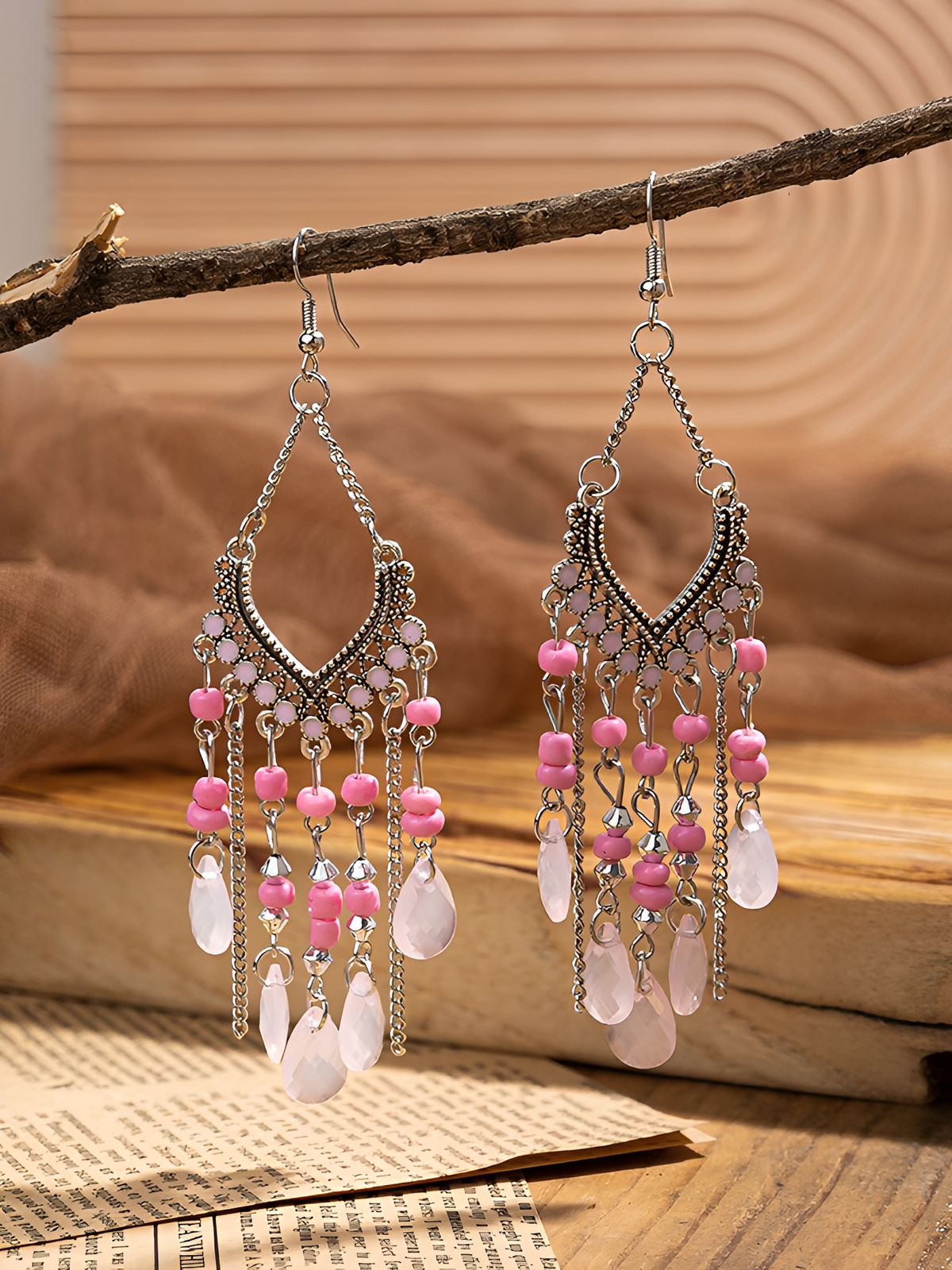 Bohemian Vintage Beaded Fringe Earrings