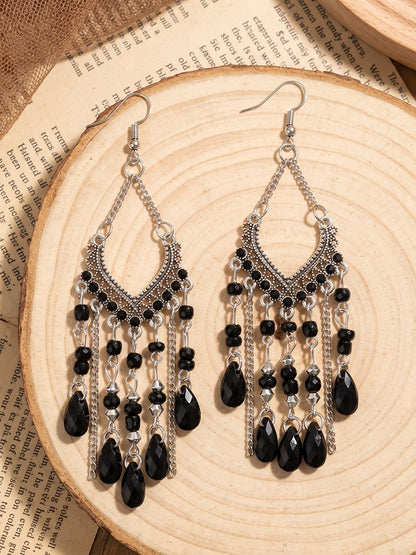 Bohemian Vintage Beaded Fringe Earrings