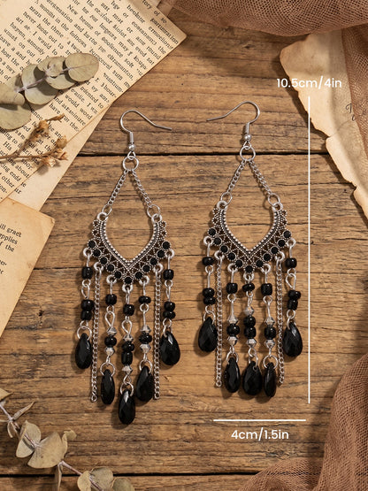 Bohemian Vintage Beaded Fringe Earrings