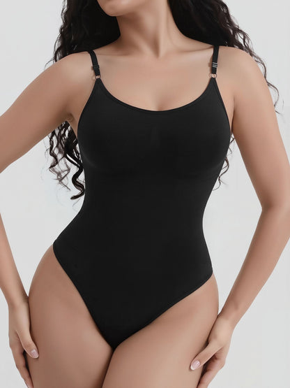 Ajustable Straps Solid Color Shaping Leotard Bodysuit