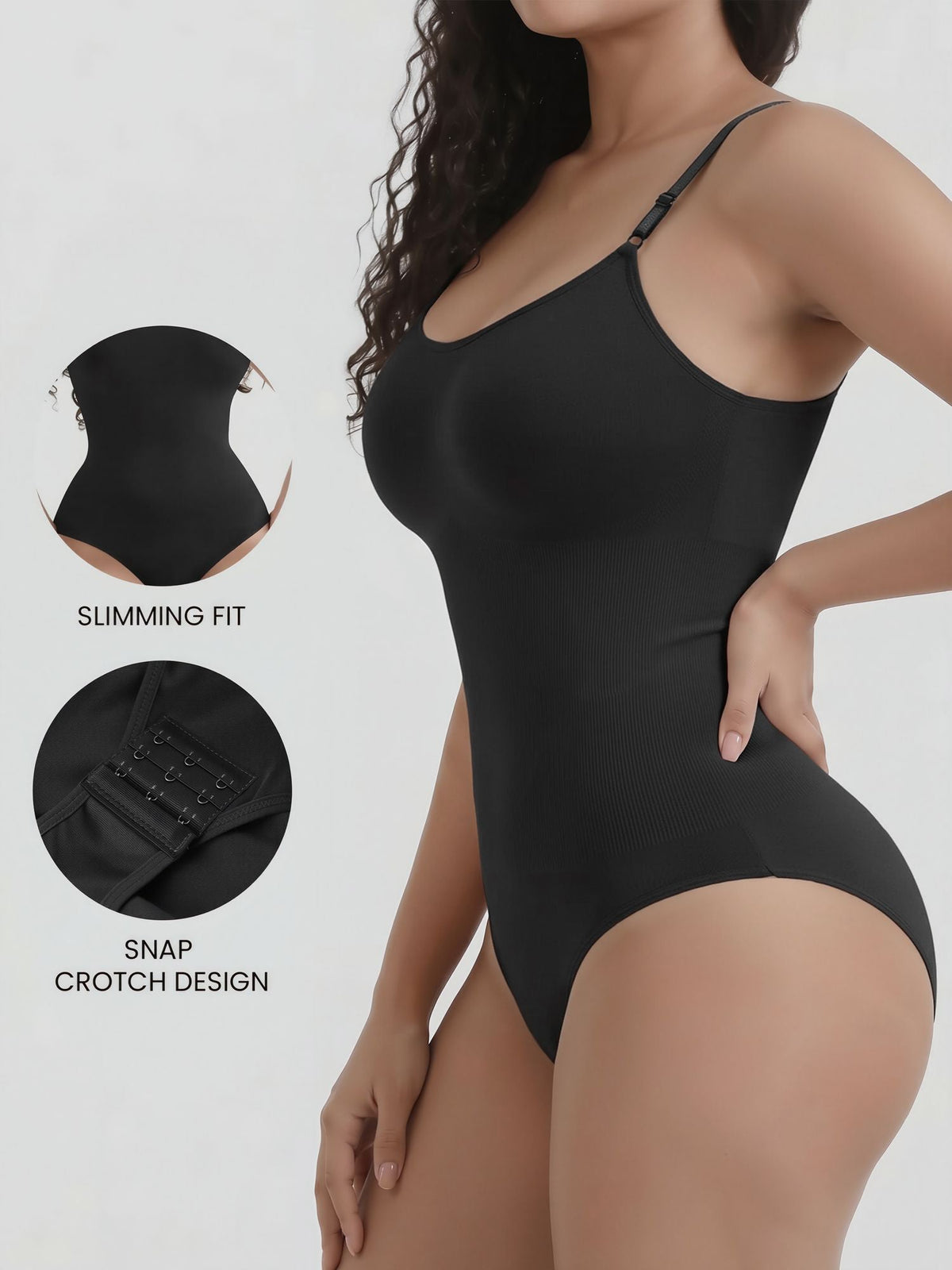 Ajustable Straps Solid Color Shaping Leotard Bodysuit