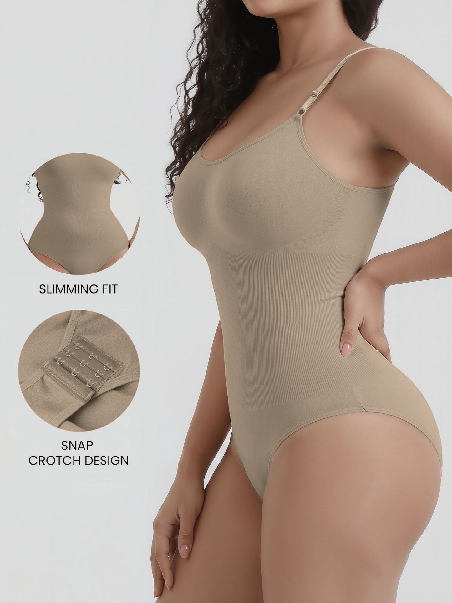 Ajustable Straps Solid Color Shaping Leotard Bodysuit