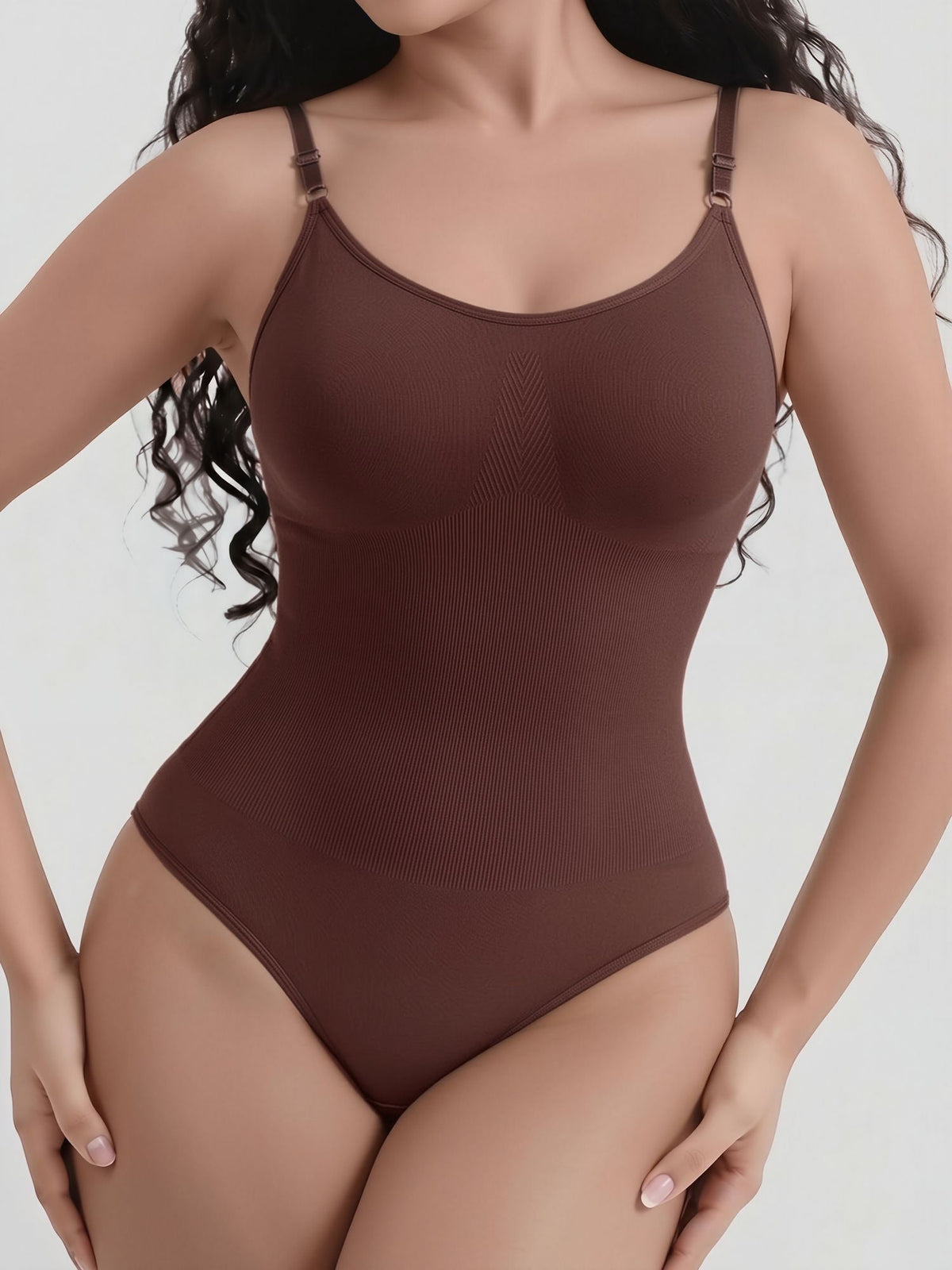 Ajustable Straps Solid Color Shaping Leotard Bodysuit