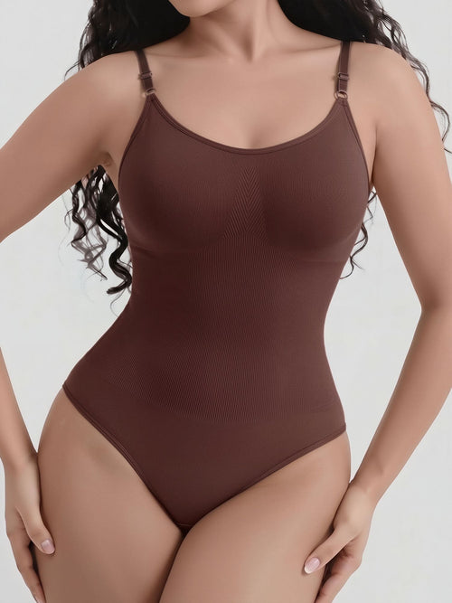 Ajustable Straps Solid Color Shaping Leotard Bodysuit