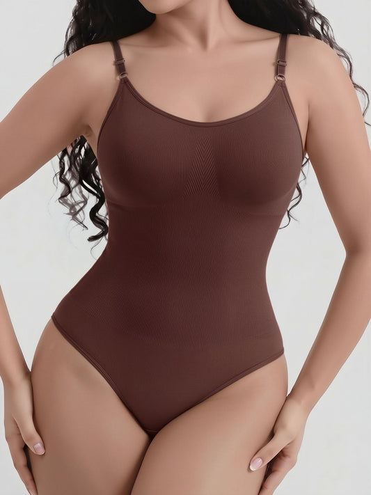 Ajustable Straps Solid Color Shaping Leotard Bodysuit