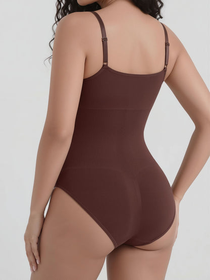 Ajustable Straps Solid Color Shaping Leotard Bodysuit