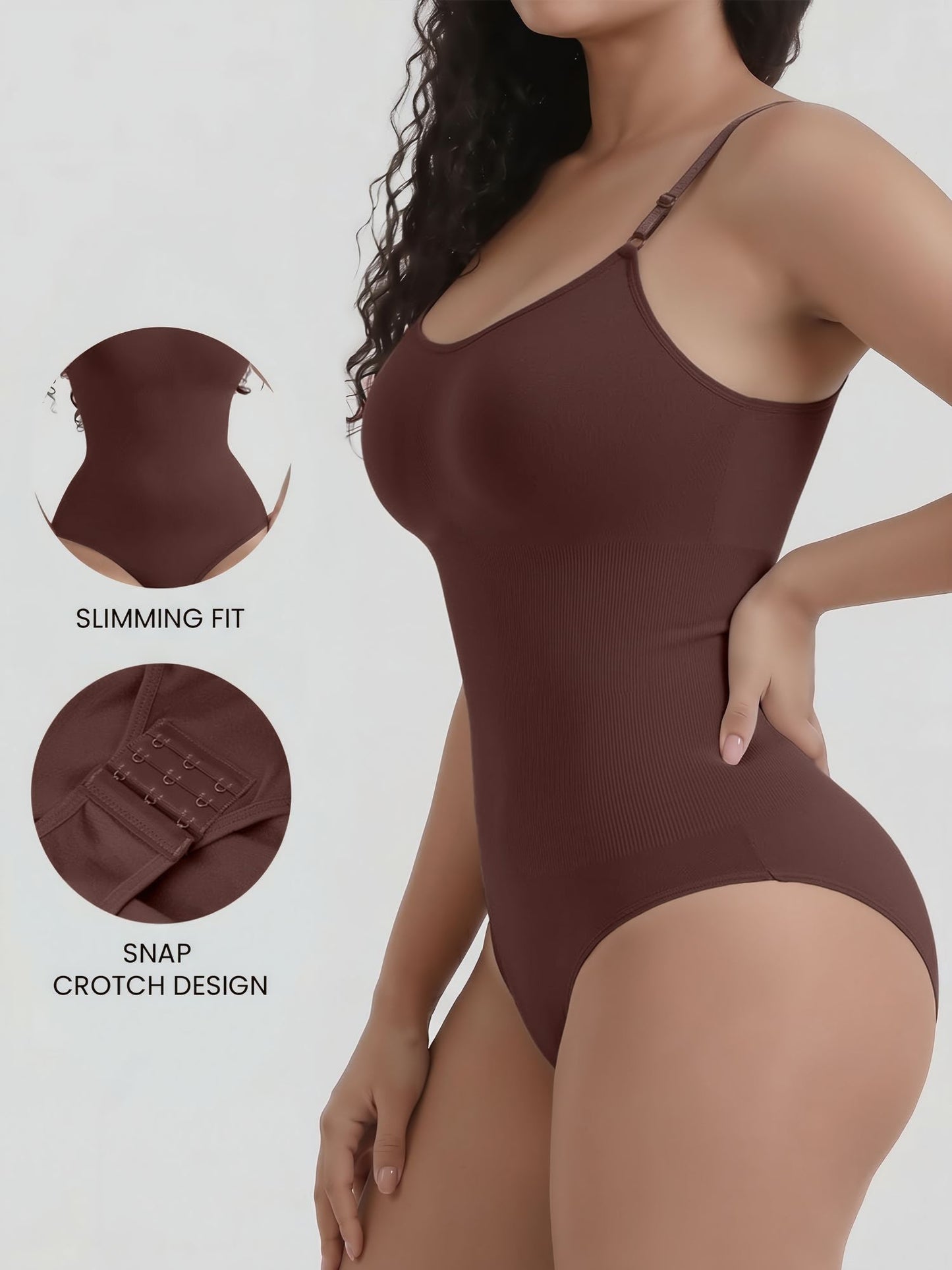 Ajustable Straps Solid Color Shaping Leotard Bodysuit