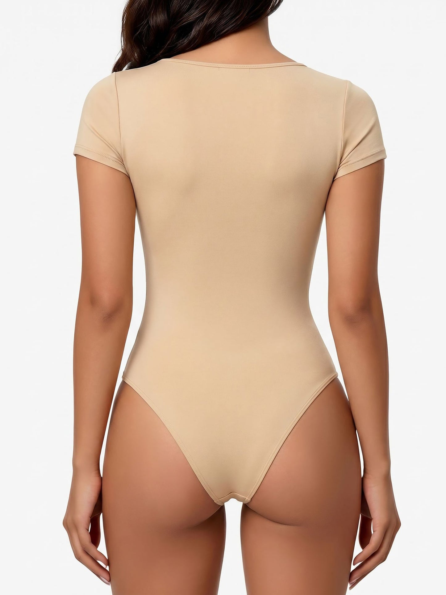 Square Neck Solid Color Short Sleeve Bodysuit