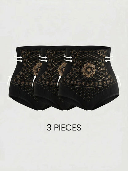 3 Pieces High-Waisted Stretchy Waist-Shaping Butt Lifting Panties