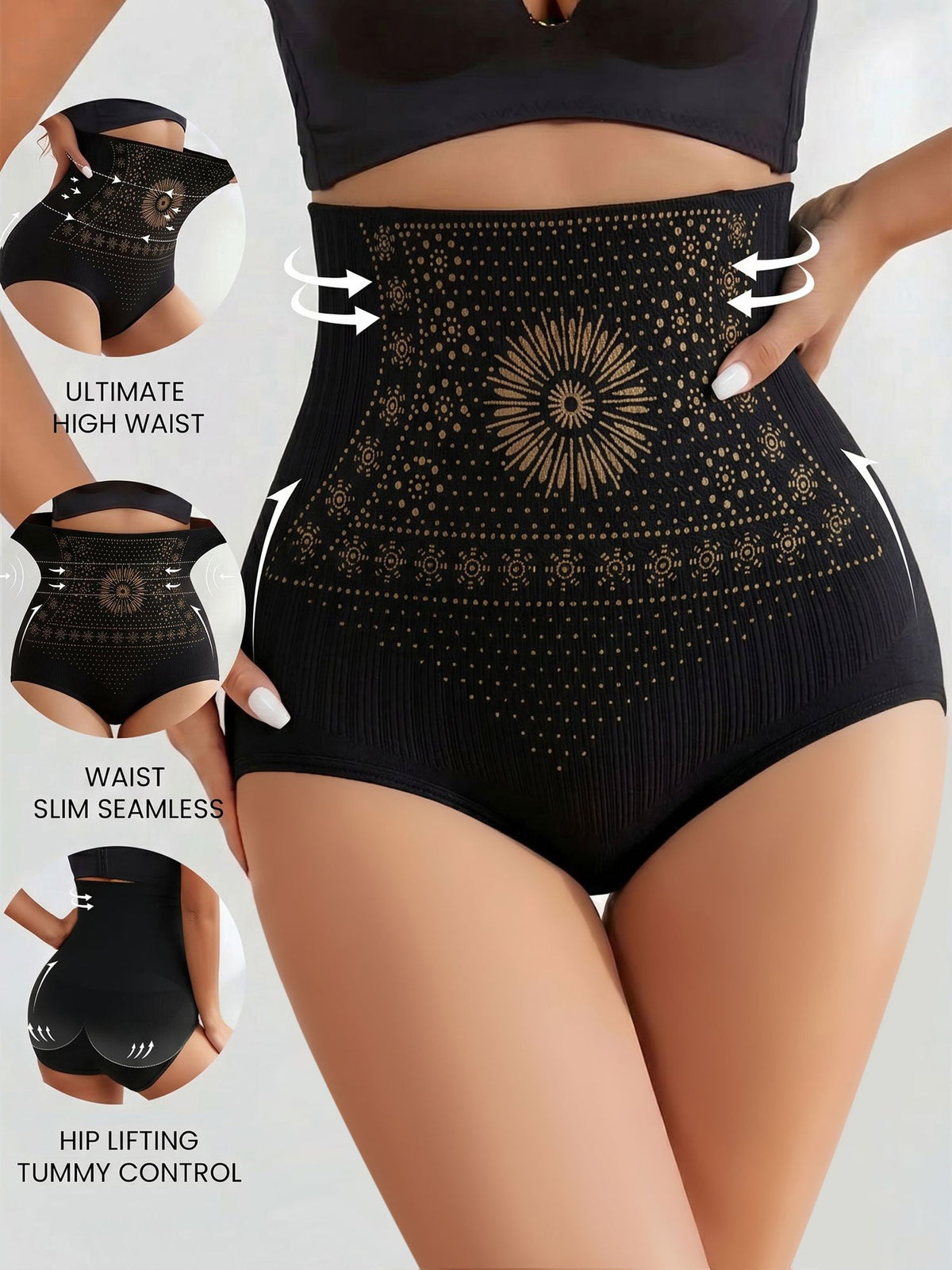 3 Pieces High-Waisted Stretchy Waist-Shaping Butt Lifting Panties