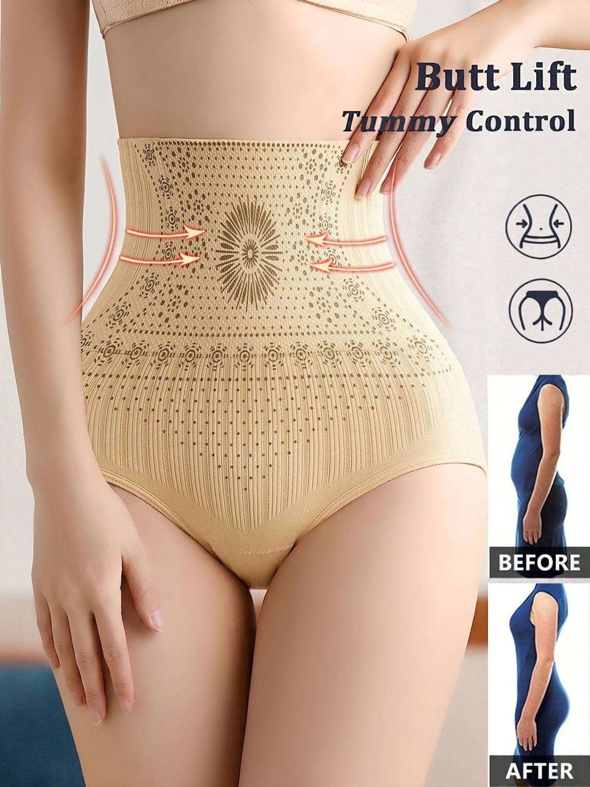 3 Pieces High-Waisted Stretchy Waist-Shaping Butt Lifting Panties