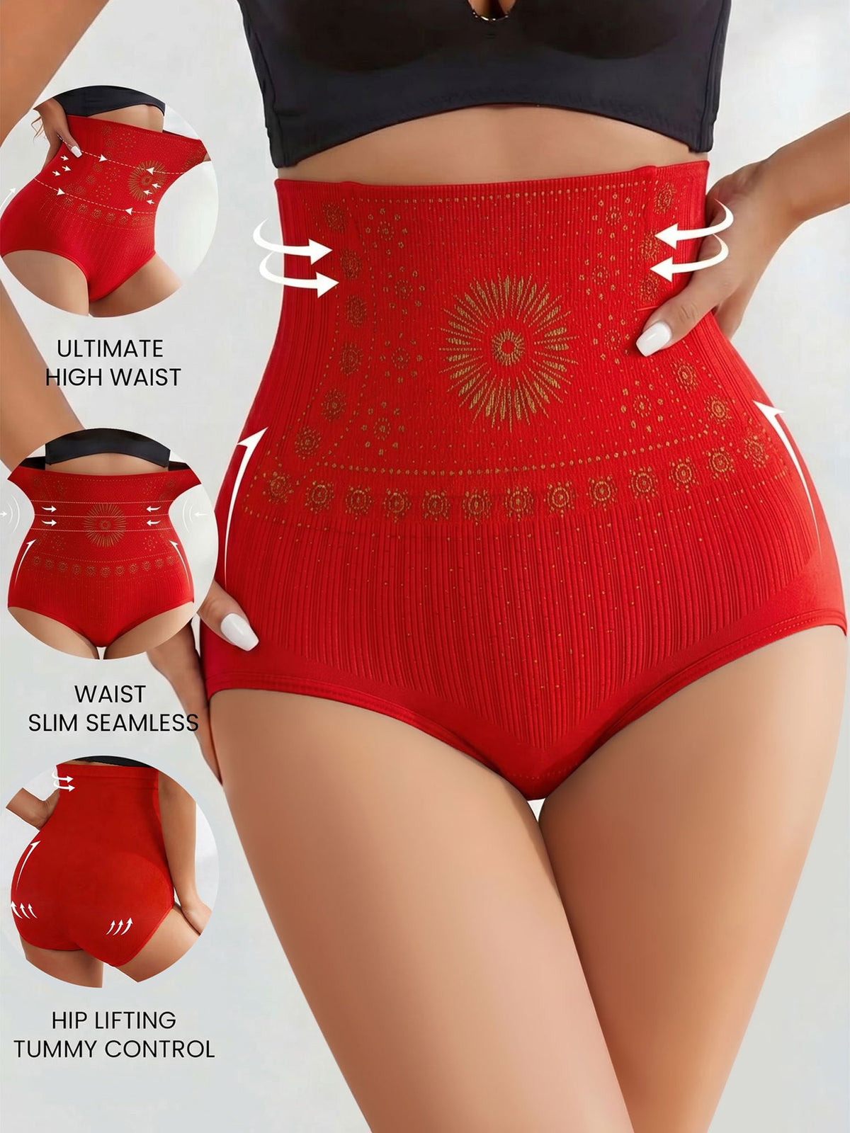 3 Pieces High-Waisted Stretchy Waist-Shaping Butt Lifting Panties