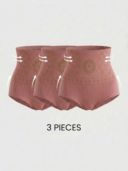 3 Pieces High-Waisted Stretchy Waist-Shaping Butt Lifting Panties
