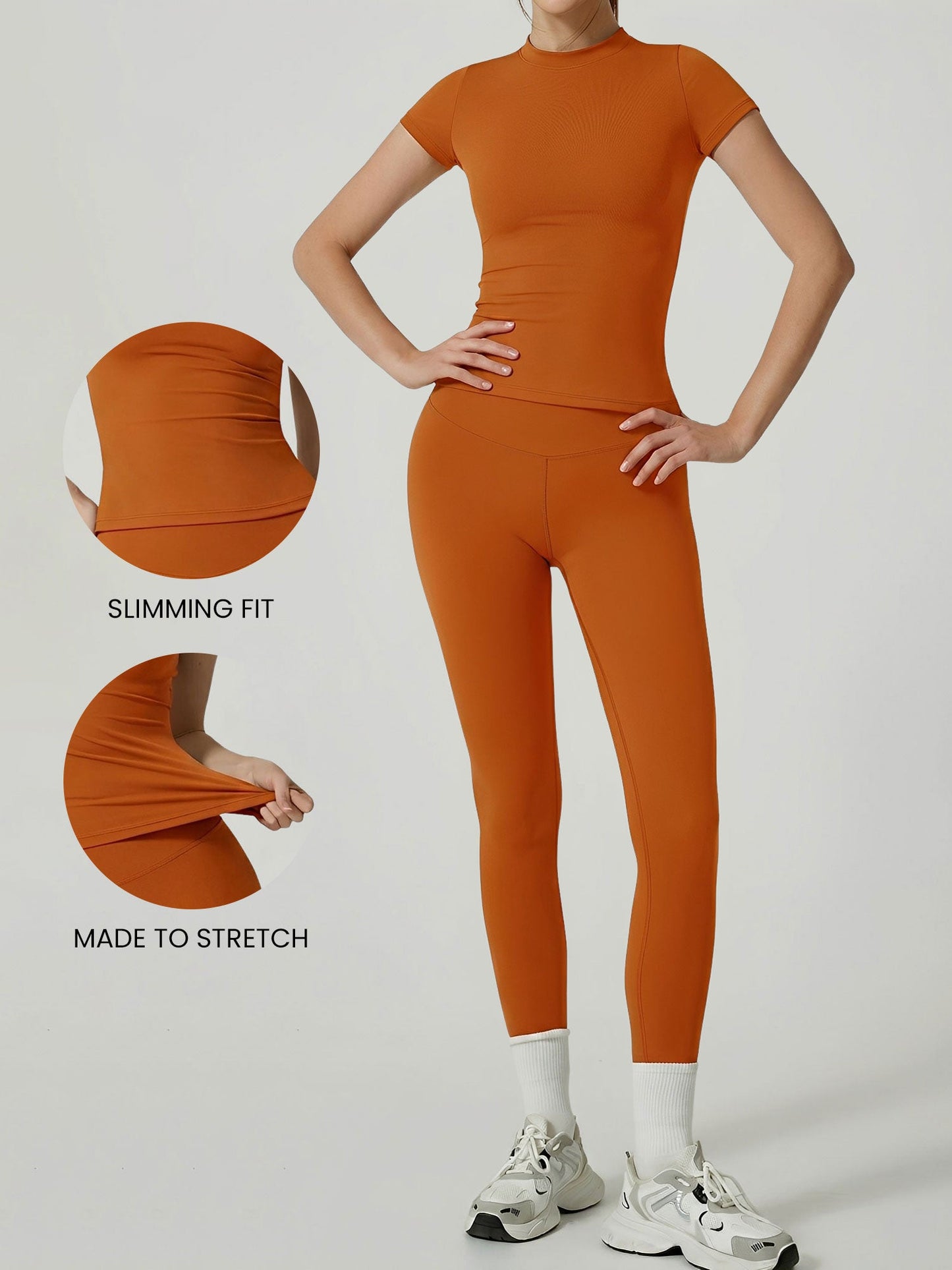2 Pieces Short Sleeve Fitness and Yoga Workout Sports Matching Set