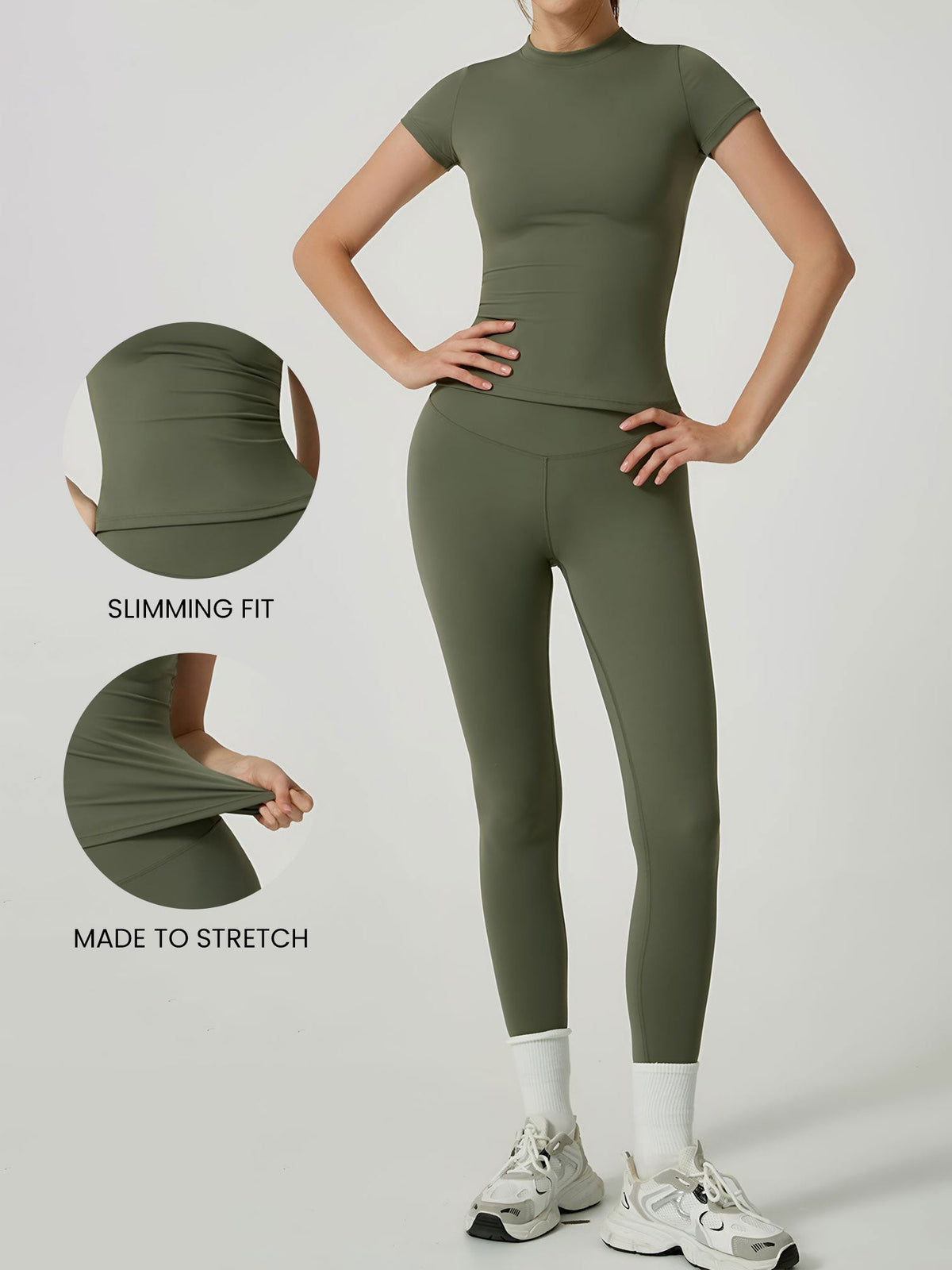 2 Pieces Short Sleeve Fitness and Yoga Workout Sports Matching Set