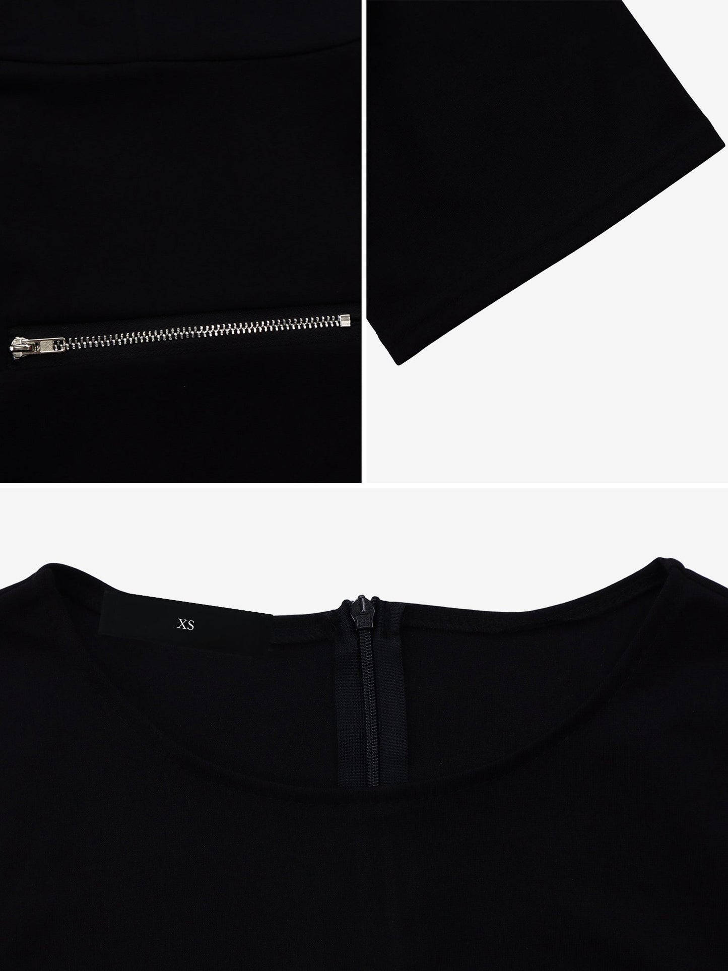 Round Neck Short Sleeves Zipper A-Line Midi Dress