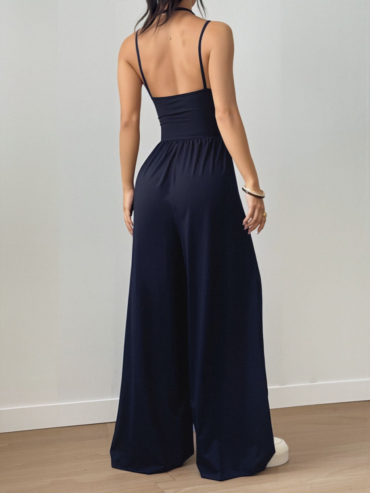 Spaghetti Strap Halter Neck Wide Leg Jumpsuits