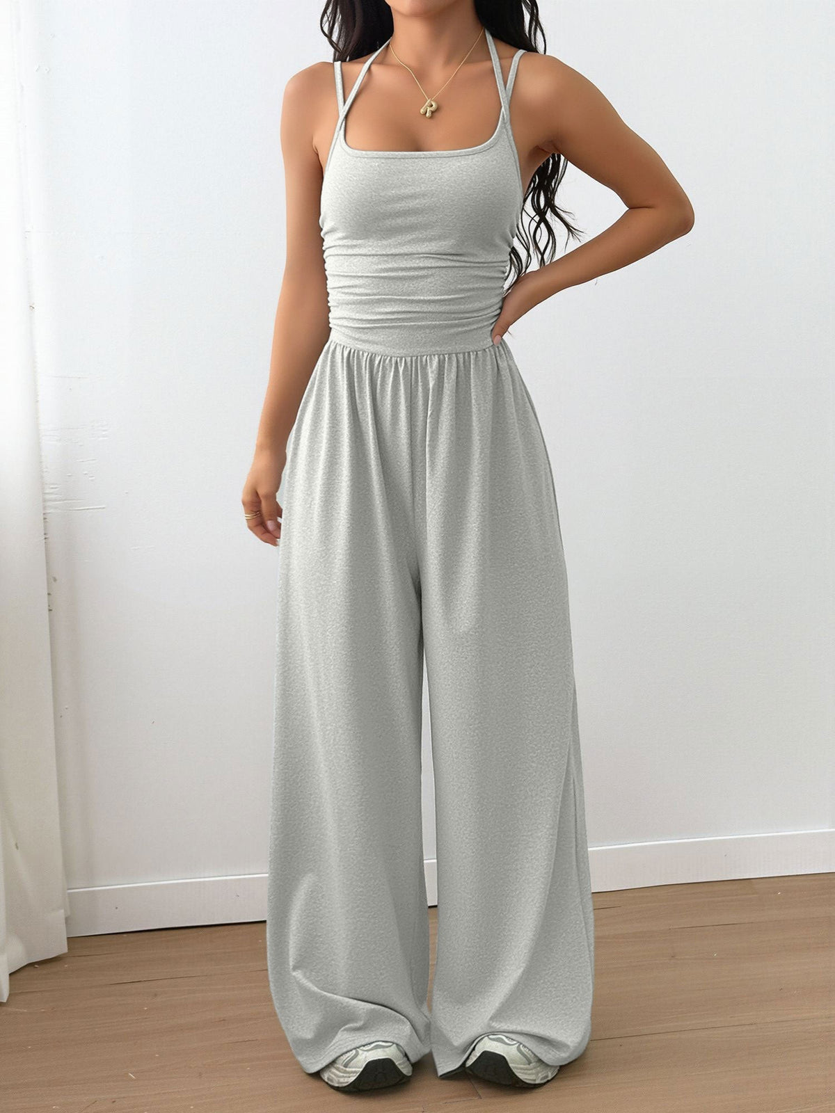 Spaghetti Strap Halter Neck Wide Leg Jumpsuits
