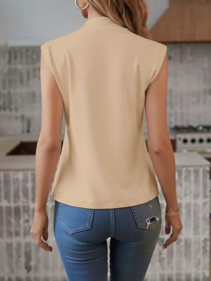 Solid Color Sleeveless Crew Neck Casual Top