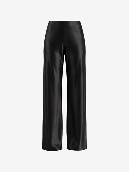 Satin Solid Color Straight Leg Trousers Pants