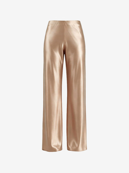 Satin Solid Color Straight Leg Trousers Pants