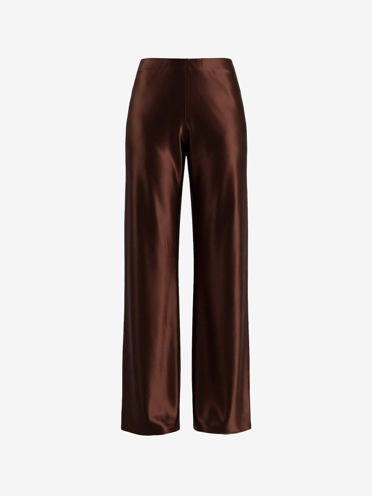 Satin Solid Color Straight Leg Trousers Pants