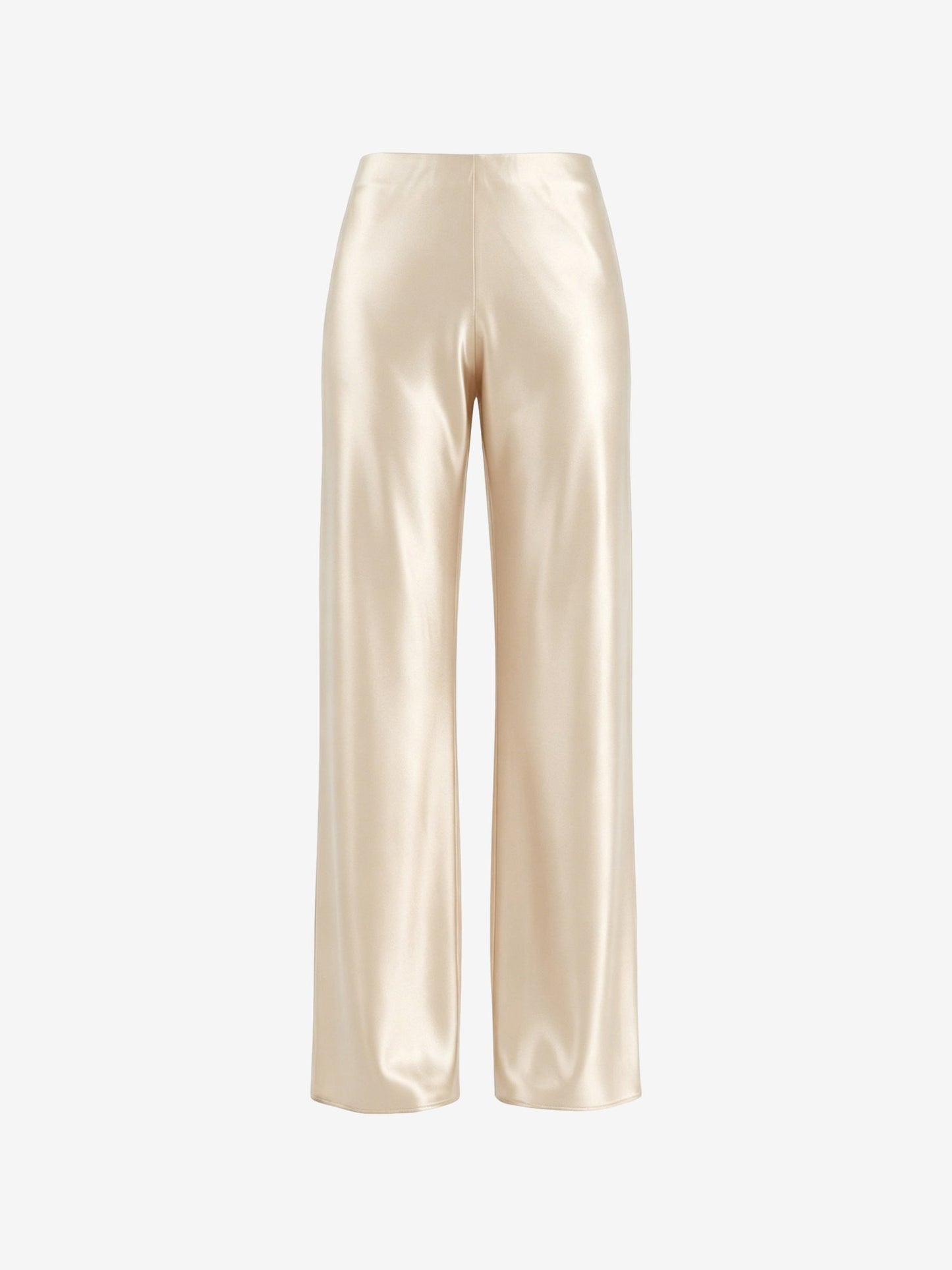 Satin Solid Color Straight Leg Trousers Pants