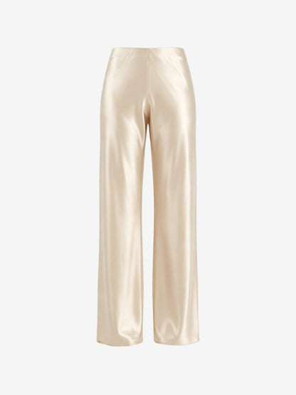 Satin Solid Color Straight Leg Trousers Pants