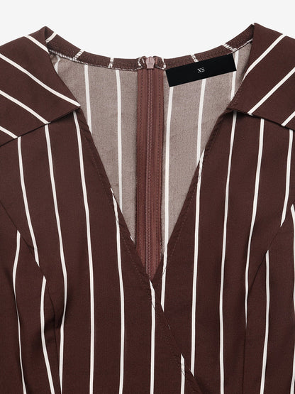 Striped Sleeveless Lace-Up Belted Casual Rompers