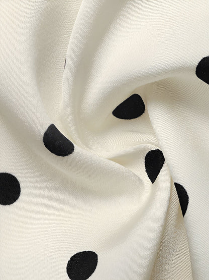 Polka Dots Sleeveless Round Neck Peplum Blouse