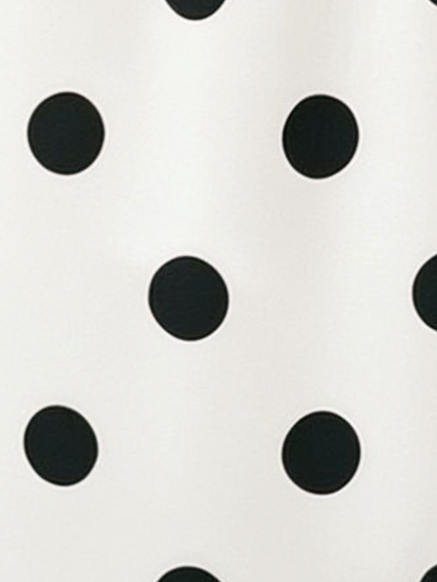 Collared Bat Sleeve Polka Dots Button Down Blouse