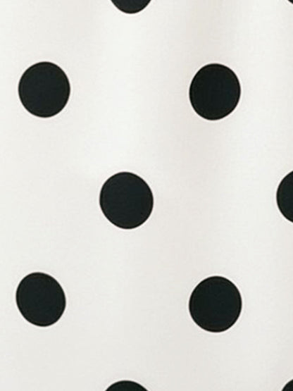 Collared Bat Sleeve Polka Dots Button Down Blouse