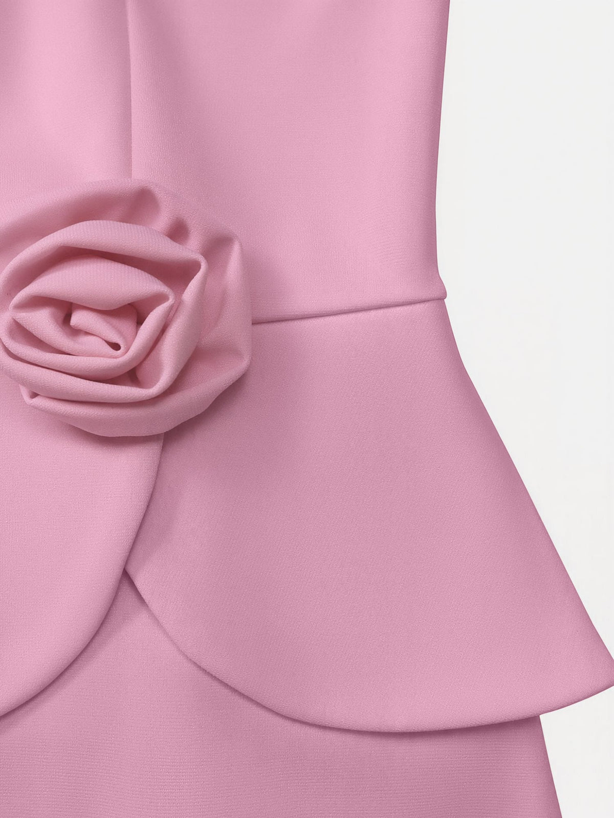 3D Floral Solid Color Long Sleeve Midi Sheath Dress