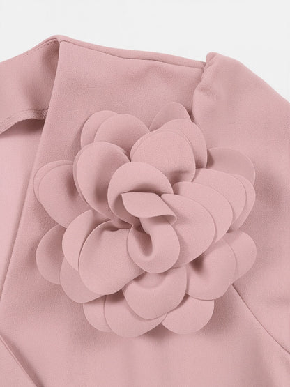 Pleated V Neck Short Sleeves A-Line Midi Dress