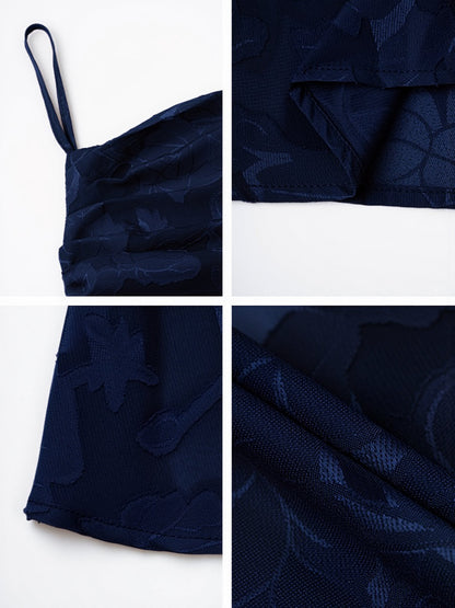 Spaghetti Straps Textured Backless A-line Maxi Dress