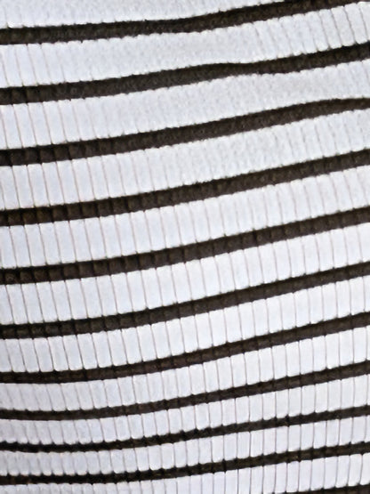 Striped Long Sleeve Button Down Lace Knit Top