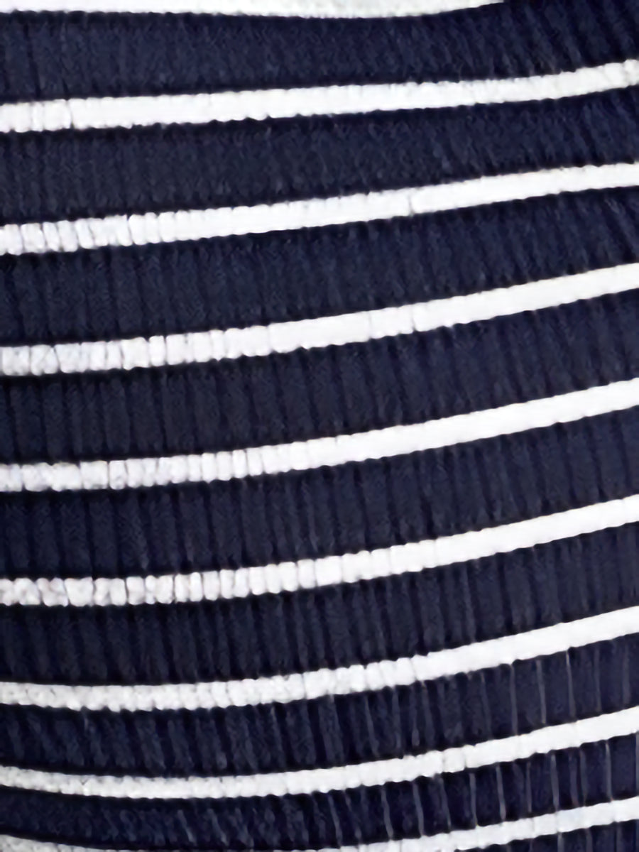 Striped Long Sleeve Button Down Lace Knit Top